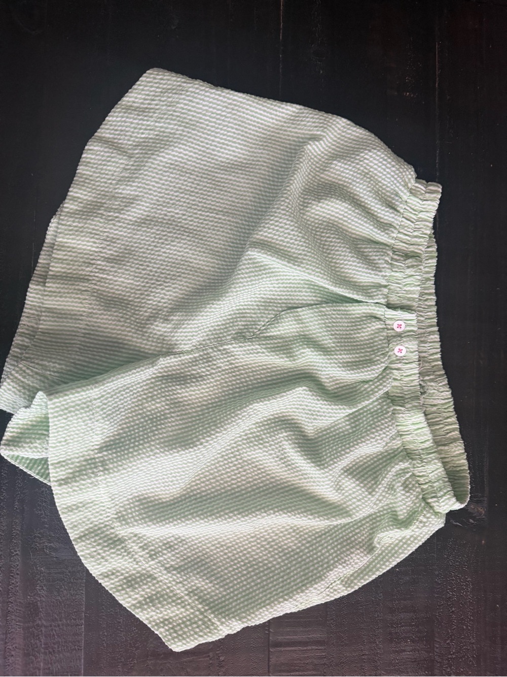 Free People Light Green and White Striped Seersucker Shorts